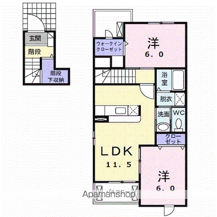 カーサ・ソーレ　Ａ[2LDK/60.17m2]の間取図