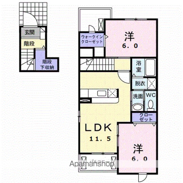 カーサ・ソーレ　Ａ[2LDK/60.17m2]の間取図