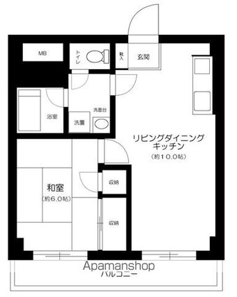 東京都渋谷区幡ヶ谷１丁目[1LDK/40.95m2]の間取図