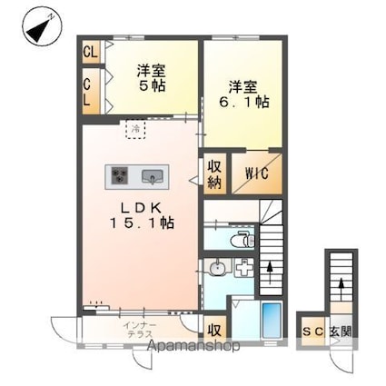 グランディール　Ａ[2LDK/66.58m2]の間取図