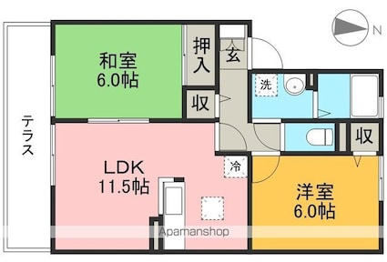 シャンポール　Ⅱ[2LDK/53.49m2]の間取図