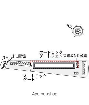 レオパレスのぼり川[1K/26.08m2]の配置図