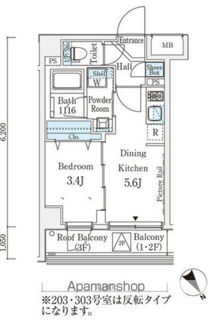 アヴニール三軒茶屋[1DK/25.03m2]の間取図