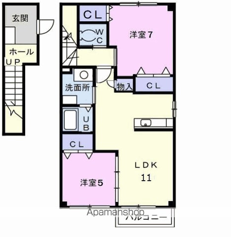 岐阜市岩田西のアパートの間取り