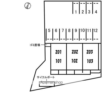 広島県広島市安佐北区上深川町[2LDK/54.61m2]の配置図