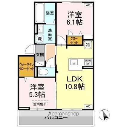 Ｔｉａｒｅ　Ｍａｎｂａｉ[2LDK/52.27m2]の間取図