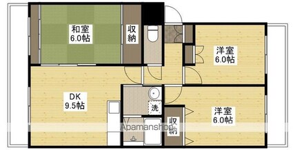 ハイネス八幡[3DK/58.84m2]の間取図