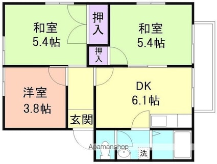 ディアスくすみⅢ[3DK/46.8m2]の間取図