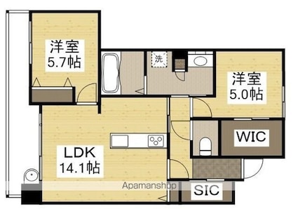 アルファゲートタワー福山駅前[2LDK/62.06m2]の間取図
