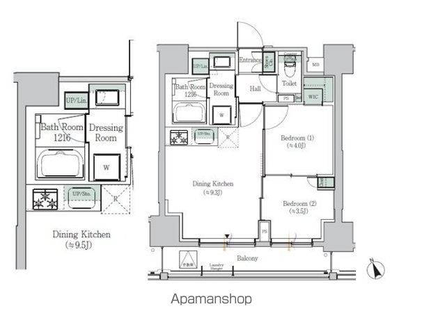 【ＯＮＥ　ＲＯＯＦ　ＲＥＳＩＤＥＮＣＥ　ＡＳＡＫＵＳＡＢＡＳＨＩ（の間取り】