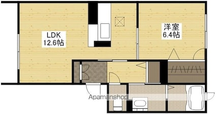 Ｒｅｆｉｓｉａ　Ｇａｒｄｅｎ上安　Ⅰ番館[1LDK/46.37m2]の間取図