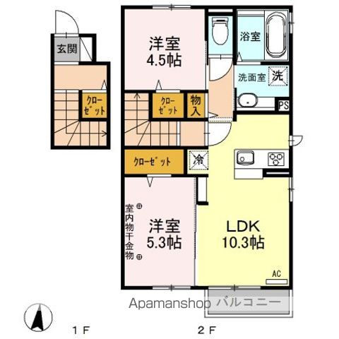 ルージュ 伊勢宮 A棟の間取り写真