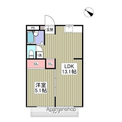 コーポ美鈴[1LDK/38.6m2]の間取図