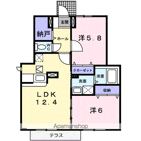 【羽島郡笠松町米野のアパートの間取り】