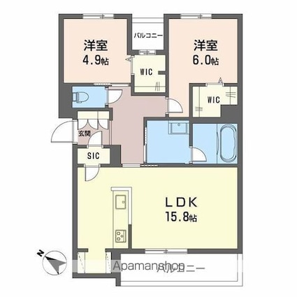プランドール[2LDK/67.08m2]の間取図
