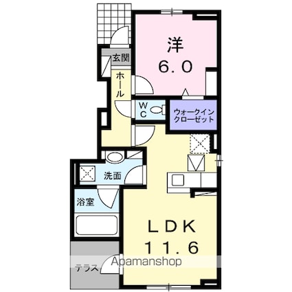 岐阜県可児市下恵土[1LDK/44.82m2]の間取図