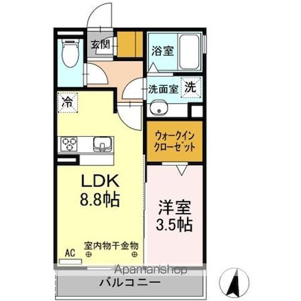 プチマノワール[1LDK/33.61m2]の間取図