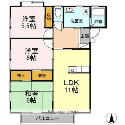 ラフィーネ　Ａ棟[3LDK/60.45m2]の間取図