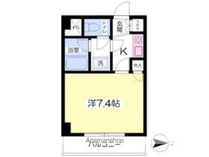 ヴィラ・アンソレイエ南江戸[1K/22.4m2]の間取図