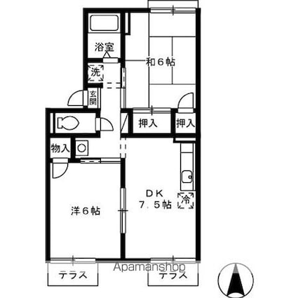 プレジール小野　Ａ棟[1LDK/41.89m2]の間取図