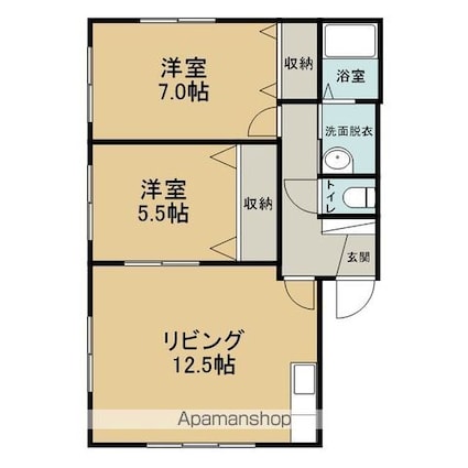 コーポメロディーＢ[2LDK/55.39m2]の間取図