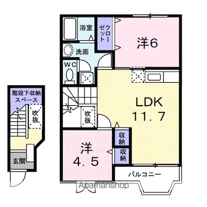 北斗ハイツⅠ[2LDK/58.12m2]の間取図