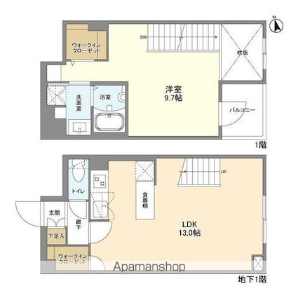 ウェルスクエア新宿戸山[1LDK/52.01m2]の間取図