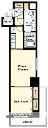 東京都新宿区新宿７丁目[1DK/34.16m2]の間取図