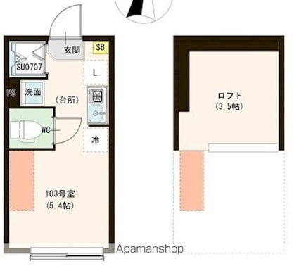 カーサ　エスト　小岩[1R/12.12m2]の間取図