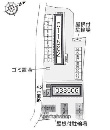 レオパレスレオン米山[1K/20.81m2]の配置図