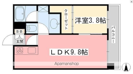 愛媛県松山市喜与町２丁目[1LDK/32.13m2]の間取図
