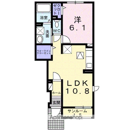 グランフィールド　Ｃ[1LDK/43.61m2]の間取図