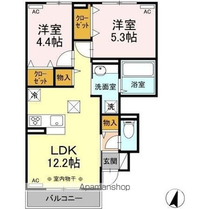 ヴェルデ　蓮華[2LDK/51.29m2]の間取図