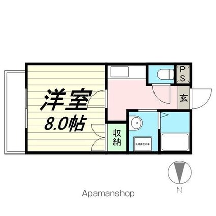ワンダータカマツ[1K/23m2]の間取図