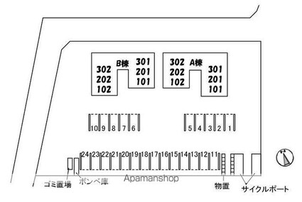 グランマストベレオ林町Ａ・Ｂ[3LDK/75.9m2]の配置図