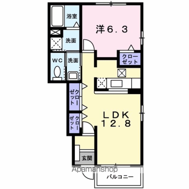 エアリーヴィラ[1LDK/46.49m2]の間取図