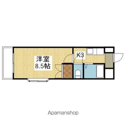 メゾンドファース南久米[1K/24.3m2]の間取図