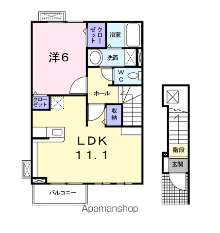 【岐阜市西鶉のアパートの間取り】