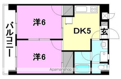 オックスフォードサーカス高岡[2DK/32.01m2]の間取図