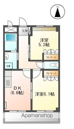 シャルマンコート[2DK/45.63m2]の間取図