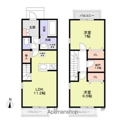 東京都三鷹市野崎４丁目[2SLDK/66.24m2]の間取図