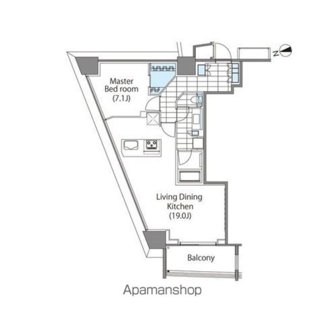 コンフォリア新宿イーストサイドタワー[1LDK/62.86m2]の間取図