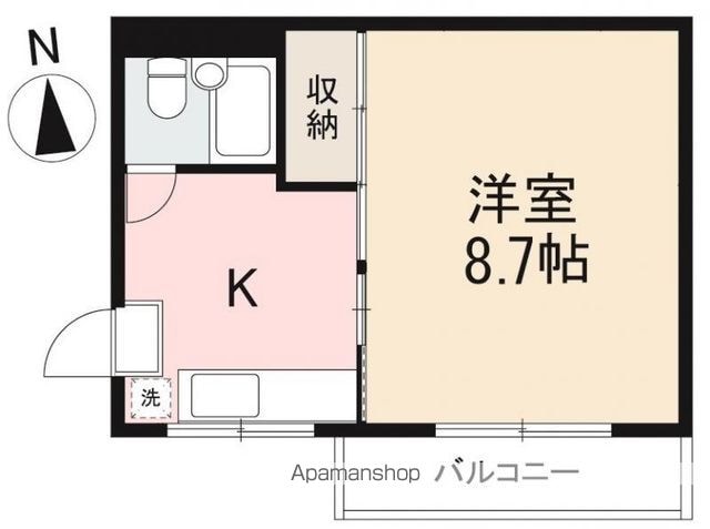 香川県高松市楠上町１丁目[1K/24.6m2]の間取図