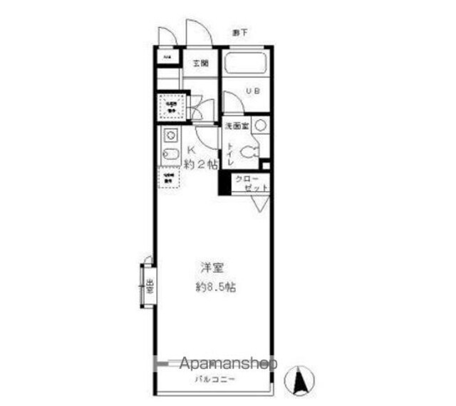 東京都杉並区方南１丁目[1R/25.8m2]の間取図