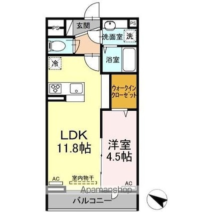 アヴァンス北烏山[1LDK/39.74m2]の間取図