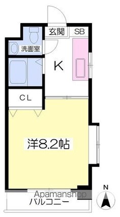 リスブラン２１[1K/25.13m2]の間取図