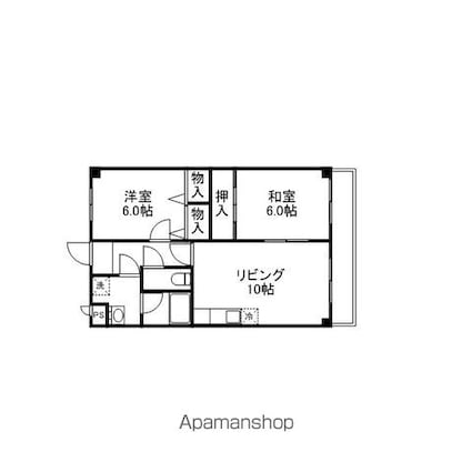 滋賀県野洲市冨波甲[2LDK/54m2]の間取図