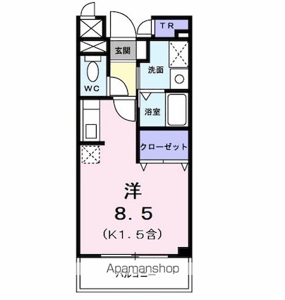 ソレアード[1K/23.96m2]の間取図