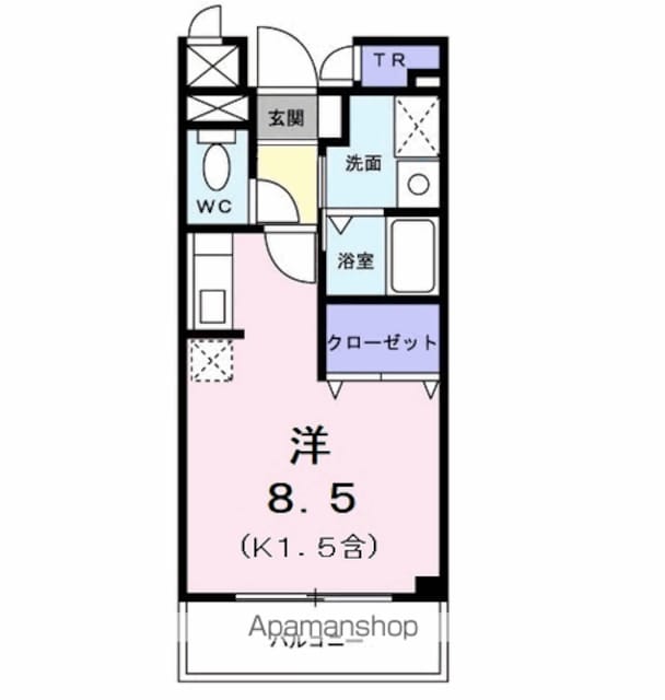 ソレアード[1K/23.96m2]の間取図