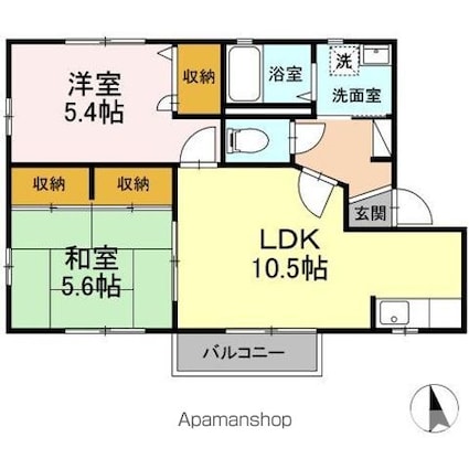 ヴィクトリータウン　Ｅ[2LDK/51.87m2]の間取図